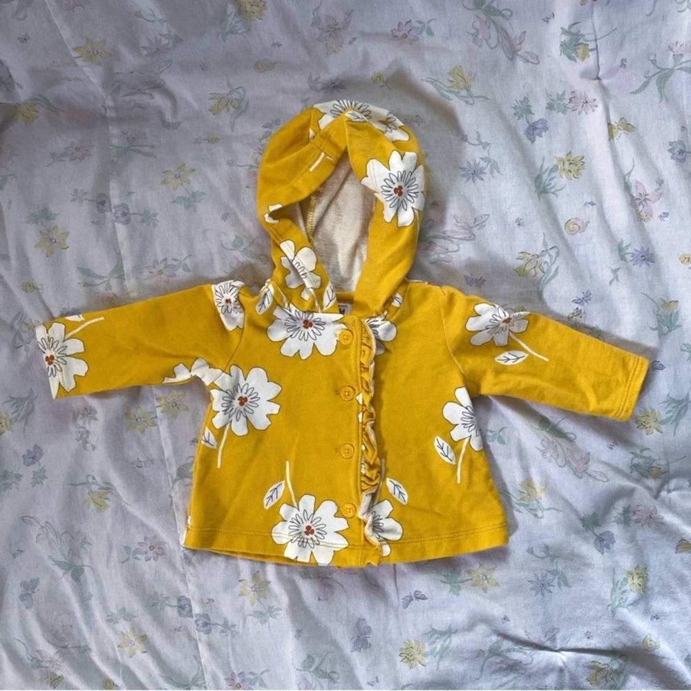 Carters Child Of Mine Yellow Floral Button Up Jacket 0-3m
